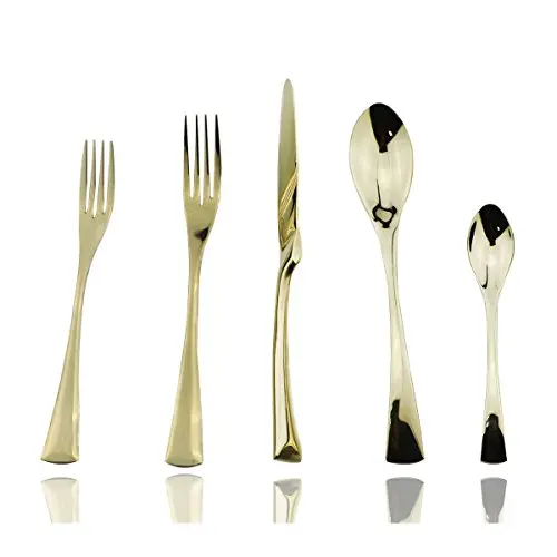 

Western Gold Plated Tableware Set Matte Black Cutlery Set 18/10 Stainless Steel Knives Fork Dinnerware Set Western Food Set