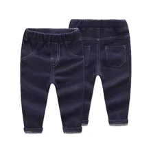 Baby Warm Pants Bright Jeans with Fleece Baby Girls Boys Leggings Winter Jeans For Kids Trousers For Children 12M-4T