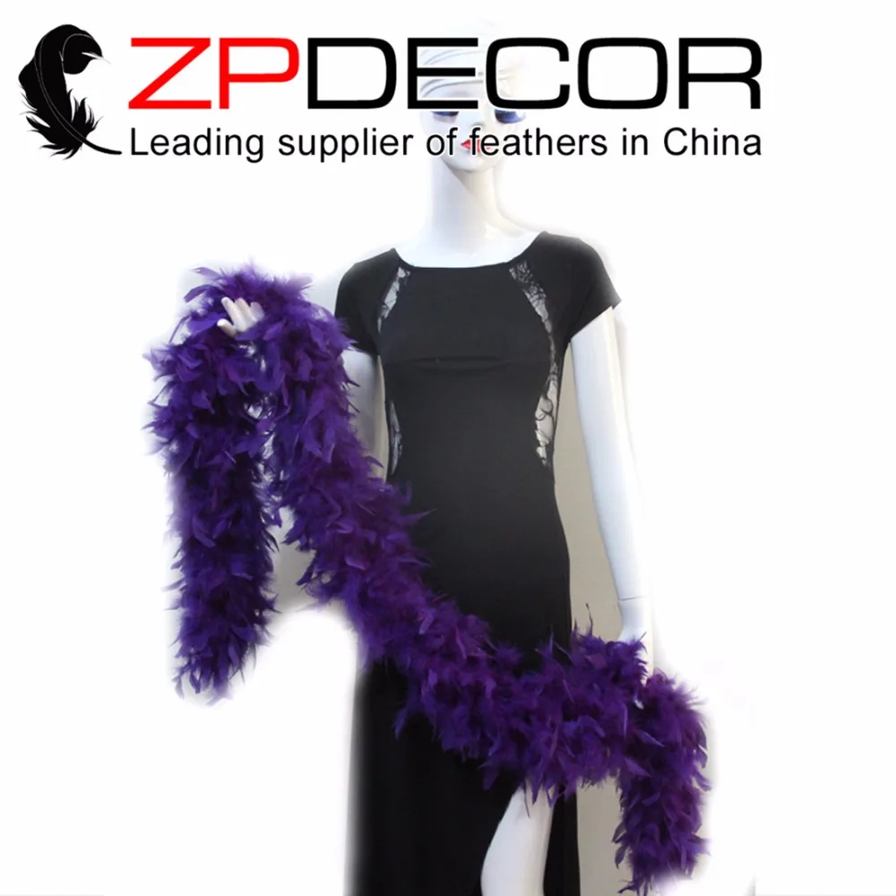 

ZPDECOR 80g 2yards/lot Amazing Quality Dyed Purple Turkey Chandelle Wholesale Feather Boas for Dancing Show and Wedding