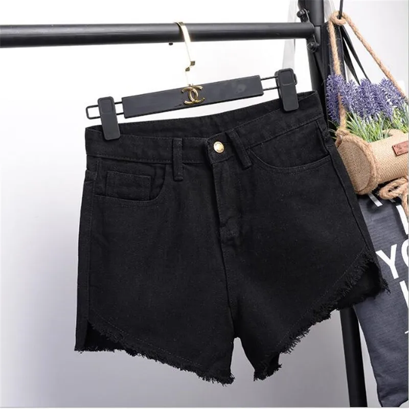 Solid color women's denim shorts with pockets new summer women's narrow