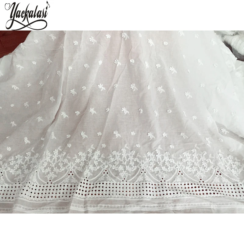 

YACKALASI Cotton Voile Lace 3D Flower Embroidery Lace Fabric 100% Swiss Cotton Lace For Dress 132 cm