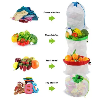 

12 Pc Reusable Mesh Produce Bags Washable Eco Friendly Bags for Grocery Shopping Storage Fruit Vegetable Toys Storage Bag
