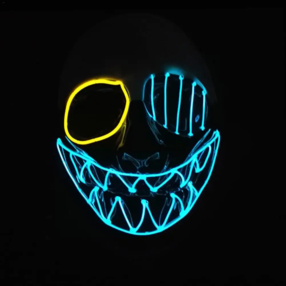 

Three Light Modes EL Wire Ghost Mask LED Light Up Neon Mask for Halloween Luminous Masquerade Dancing Carnival Party Decoration