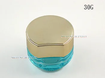 

50g Light blue Clear Glass Jar Empty Cream Jars Cosmetic Packaging Containers cosmetic jar,plastic cap jar 100pcs/lot