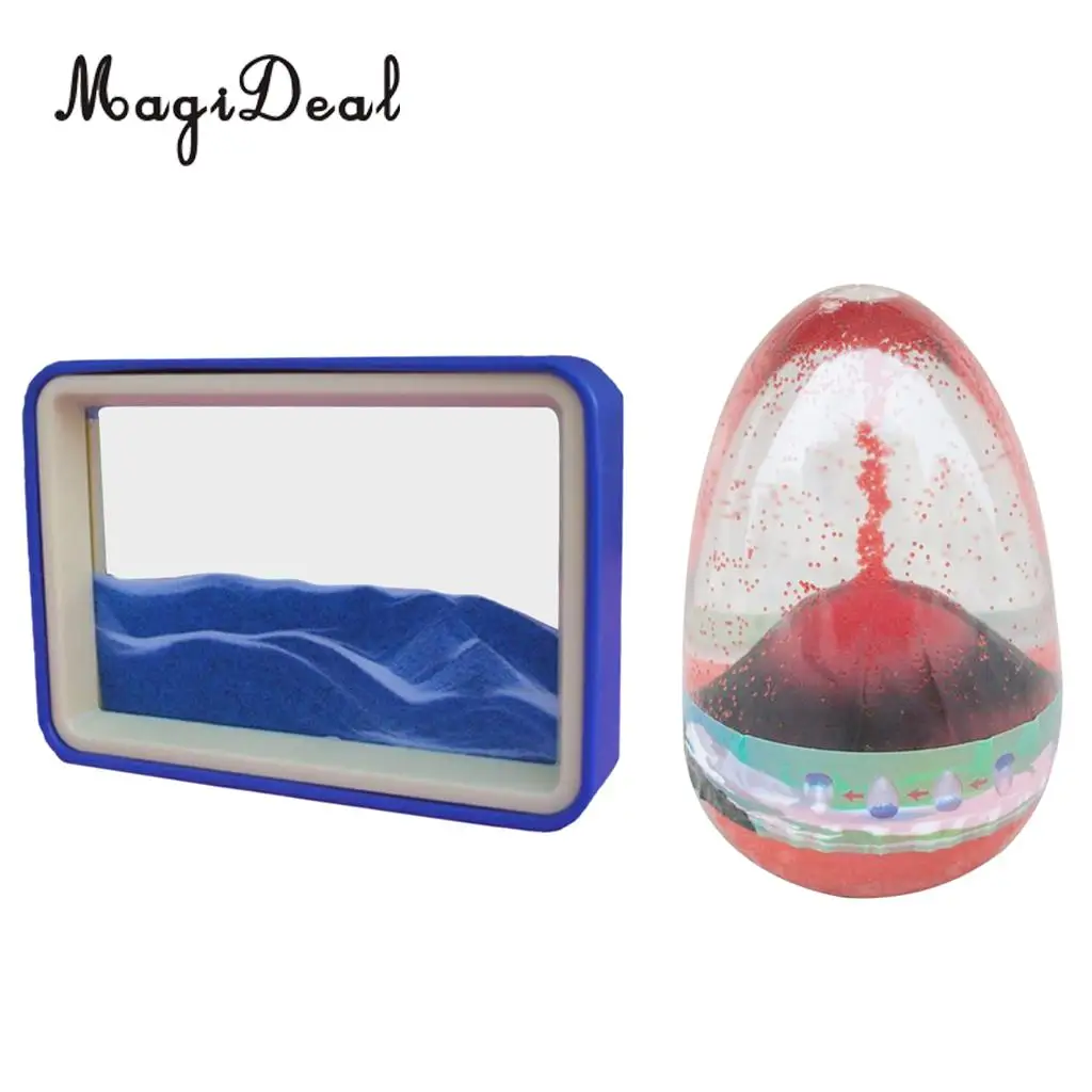 

2 Pieces 3D Flowing Sand Glass Oil Liquid Bubbler Motion Timer Sand Drawing Decor