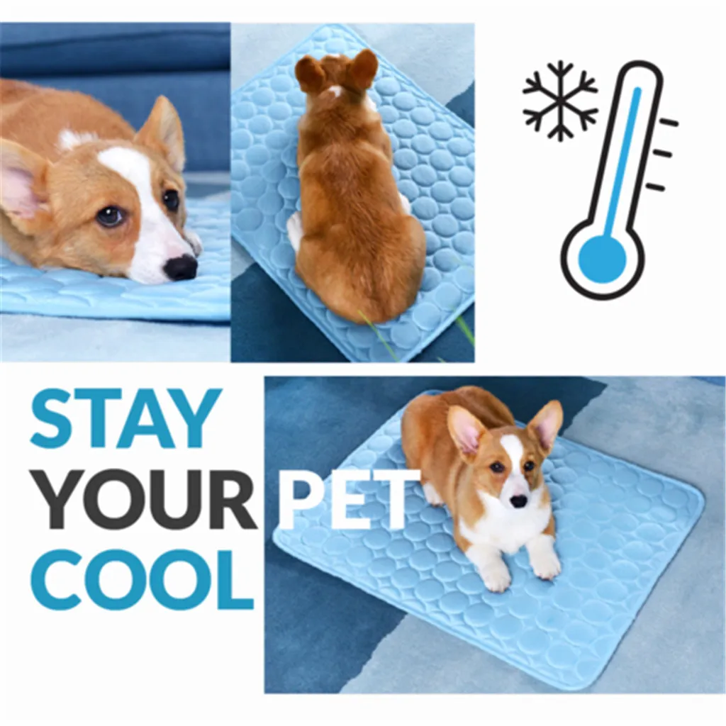 

pet Cooling Mat Pet Cat Chilly Non-Toxic Summer Cool dog Bed Pad blue Cushion Indoor for summer hot