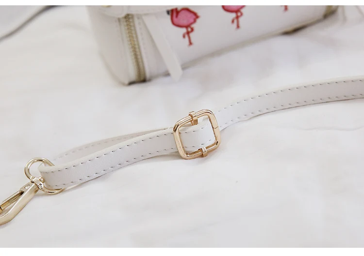 Embroidery flamingos and hearts women bag chain decoration leather handbags small women messenger bags women crossbody bags