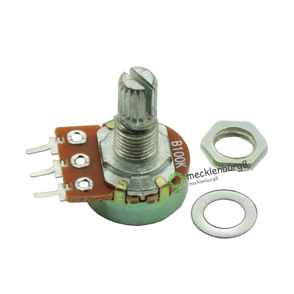 

2Pcs WH148 B100K Linear Potentiometer 3Pin 15mm Shaft With Nuts And Washers Ohm Linear Taper Rotary Potentiometers