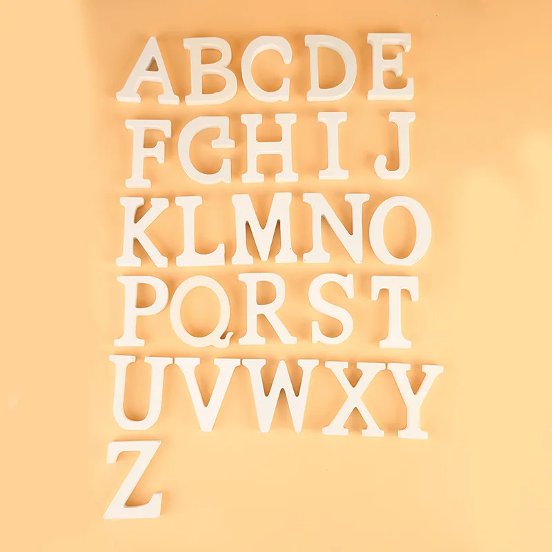 

8cm A-Z 0-9 Wooden White English Letters Ornaments Decoration Crafts Wood Love Letter Wedding Decorative Numbers Home Room Hotel