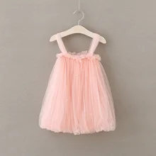 Новое Брендовое розовое желтое массивное украшение на шею платье на бретелях для маленьких девочек детское летнее платье принцессы для девочек Милая одежда