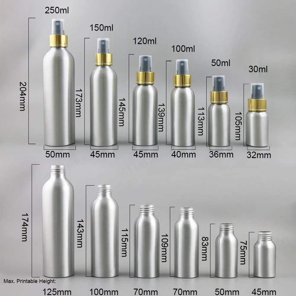 24x1 oz 5/3oz 3 33 4oz 5 унций 8 Алюминий рассеивающие флаконы с распылителем 30 мл 100 120 150 250
