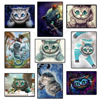 

5d Diy Diamond Painting Alice Cat Diamond Embroidery Cross Stitch Square Wall Stick Diamond Mosaic Crafts Home Decor Needlework