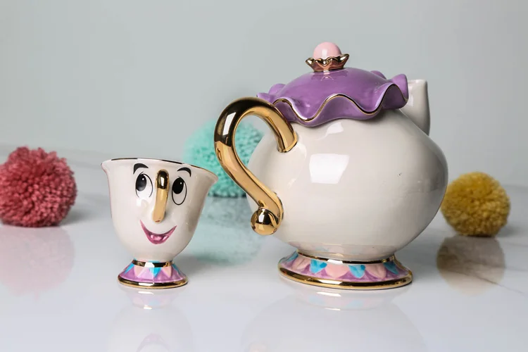 Горячая Распродажа, чайник с рисунком красавицы и чудовища, кружка Mrs Potts Chip, чайник, один набор, хороший рождественский подарок