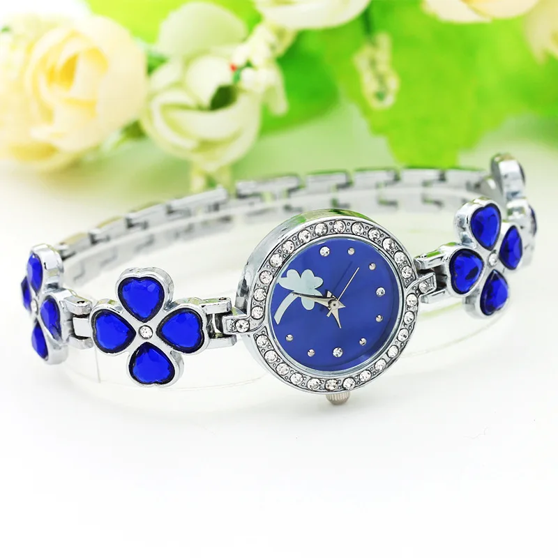 Импортные товары Клевер Диан Цзуань стальные часы Ms браслет часы для женщин подарок настольные украшения женские часы - Color: Blue