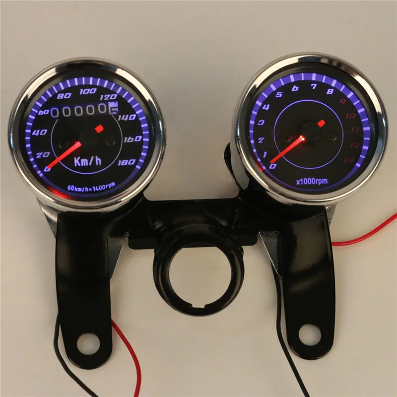 

Motorcycle Speedometer Tachometer Odometer Gauge ATV Bike Scooter Backlit Dual Speed Meter with LED Indicator //