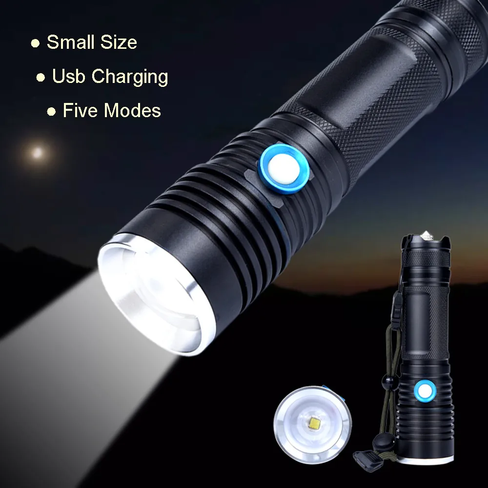 

Hot Torch Led Light Tactical Military LED Flashlight Torch 5-Mode Flashlight 18650/2665 Flashlight Rechargeable Zaklamp 40DC10