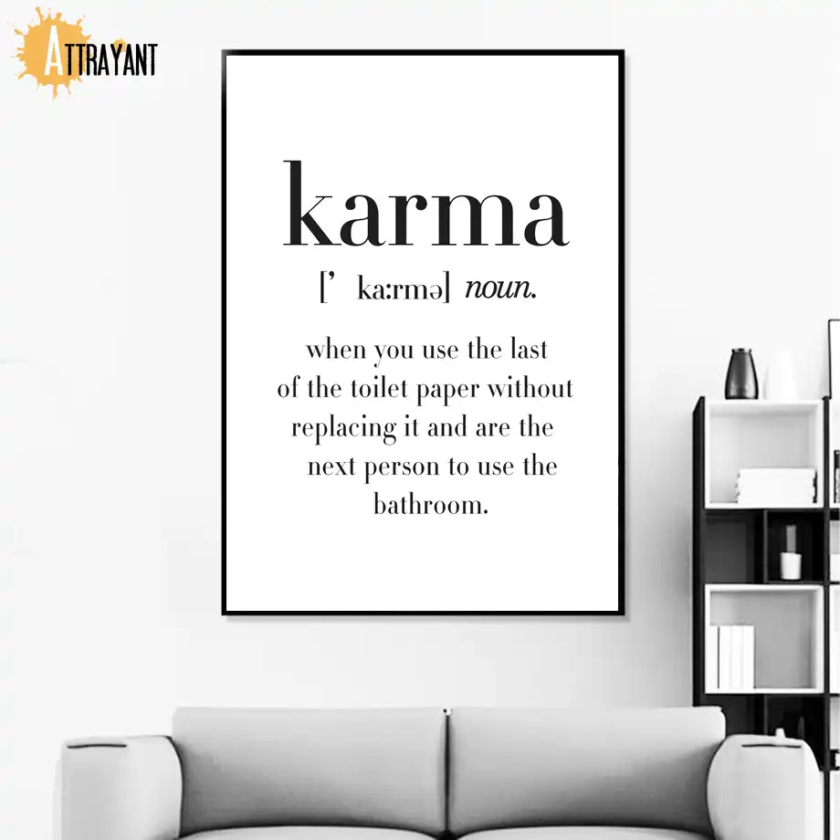 Papier Toilette Drole Citation Karma Minimaliste Art Mural Toile Peinture Nordique Affiches Et Impressions Photos Murales Pour Decor De Salle De Bain Aliexpress