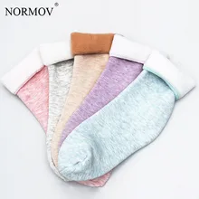 NORMOV зимние носки Женские однотонные плотные теплые шерстяные носки кашемировые зимние носки бесшовное бархатное 5 пар носков