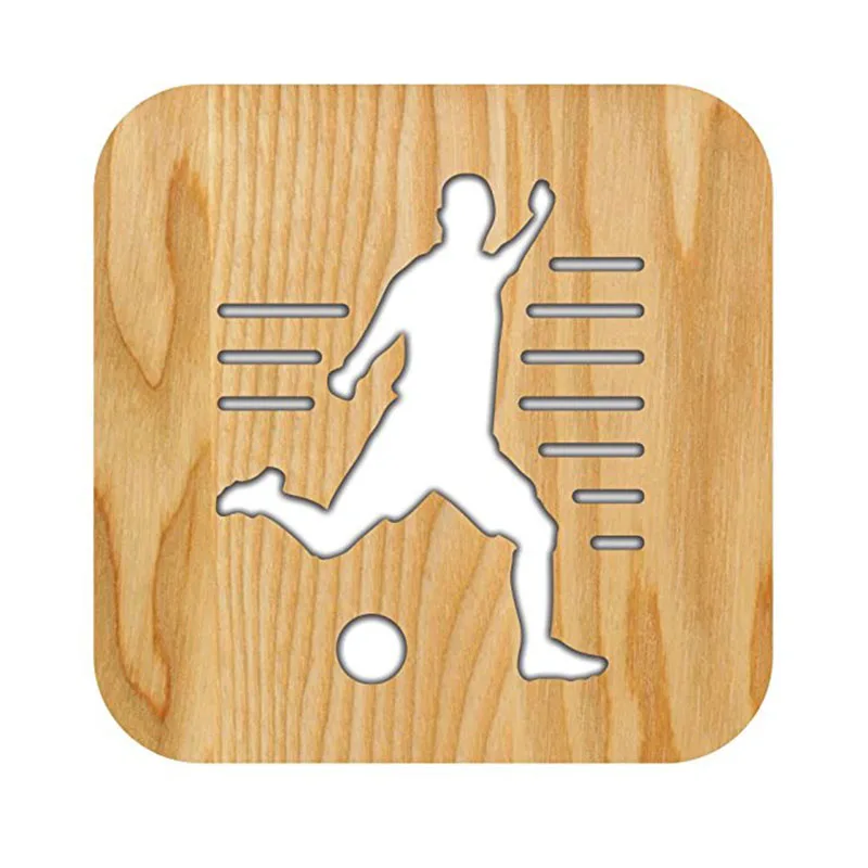 

NEW Strange LED Football Athlete Wooden 3D Night Light USB Table Desk Lamp For Christmas Birthday Gift Holiday Decoration
