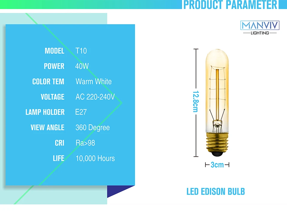 Винтаж Edison 40W AC 220V E27 T 10 T185 T300 лампы накаливания античный ретро Edison LED светильник кафе бар украшения