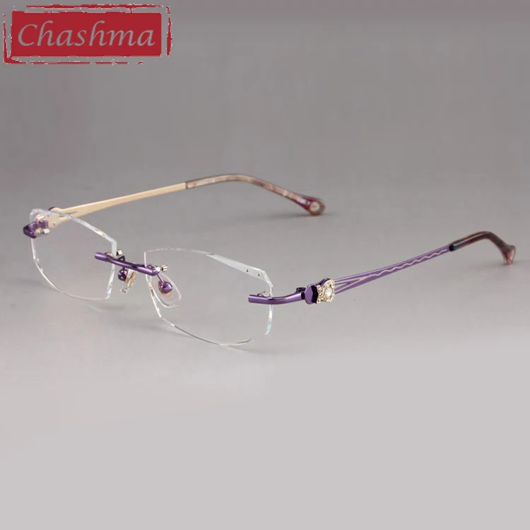 Чашма, роскошные тонированные линзы, очки для близорукости, очки для чтения, алмазная оправа, оправа из сплава, цветные линзы для женщин - Цвет оправы: Purple