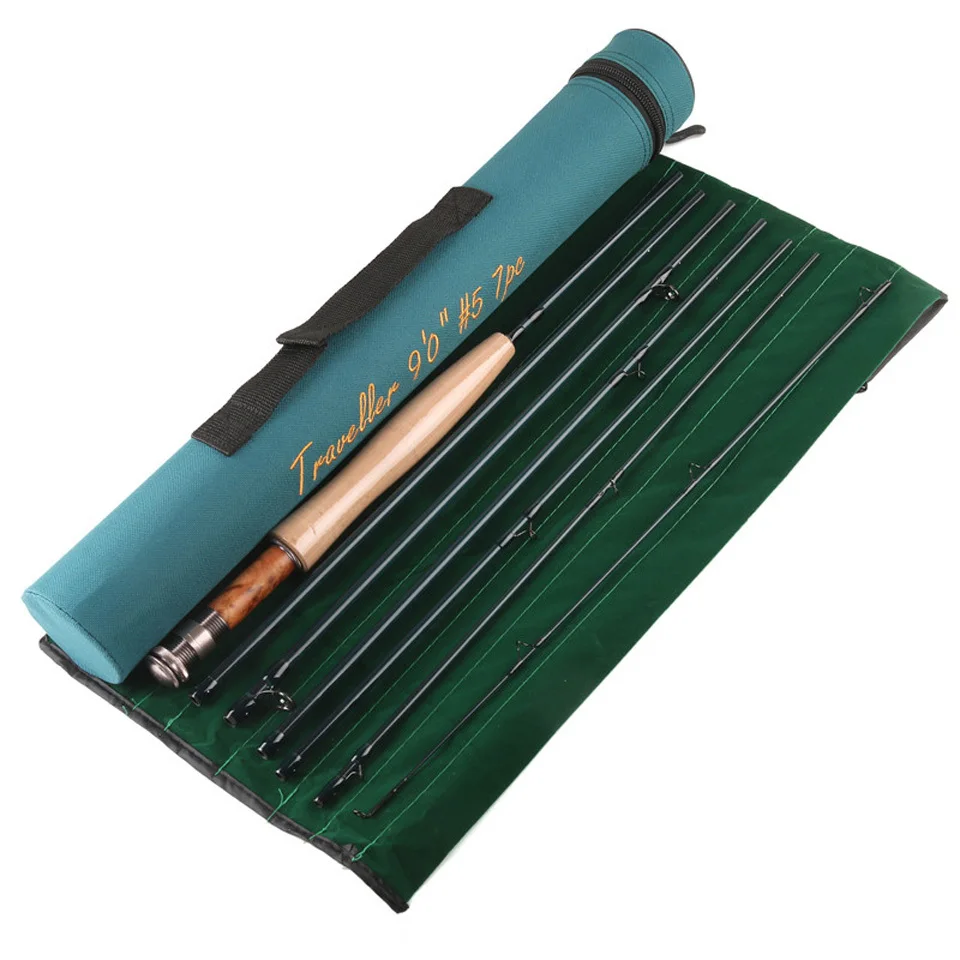 Half well Fast Action Carbon Fiber Fly Rod 9FT 5WT 7PCS With Cordura