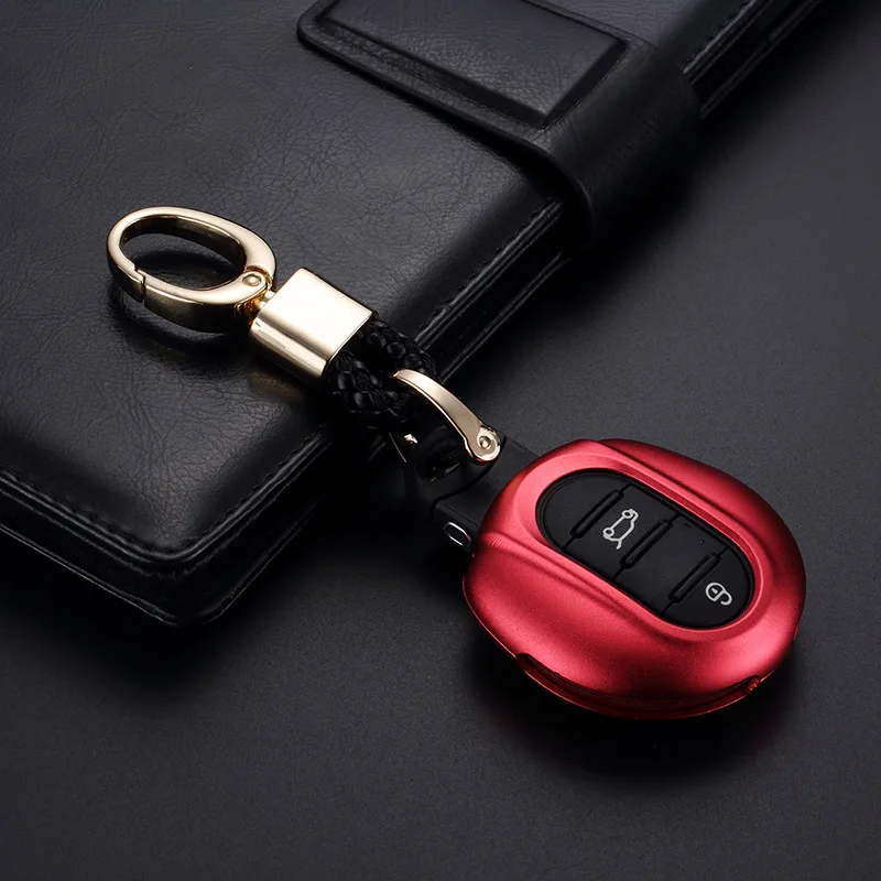 TOYIKIE Aluminium Alloy+Leather Car Remote Key Covers Auto Case