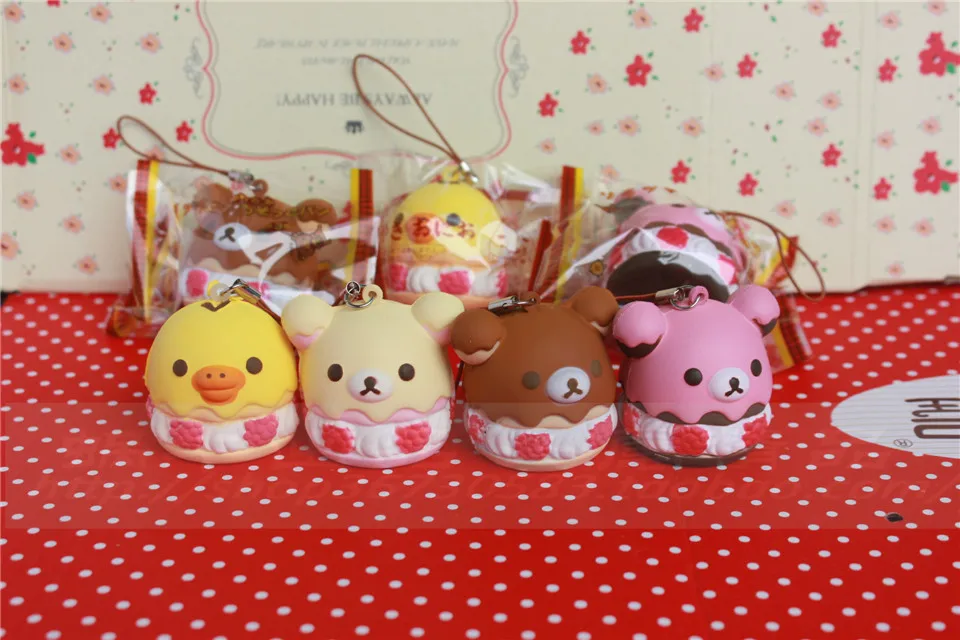 Оригинальная упаковка мягкая кавайная мягкая микс Rilakkuma queeze bun игрушка для сотового телефона san-X squishies Хлеб