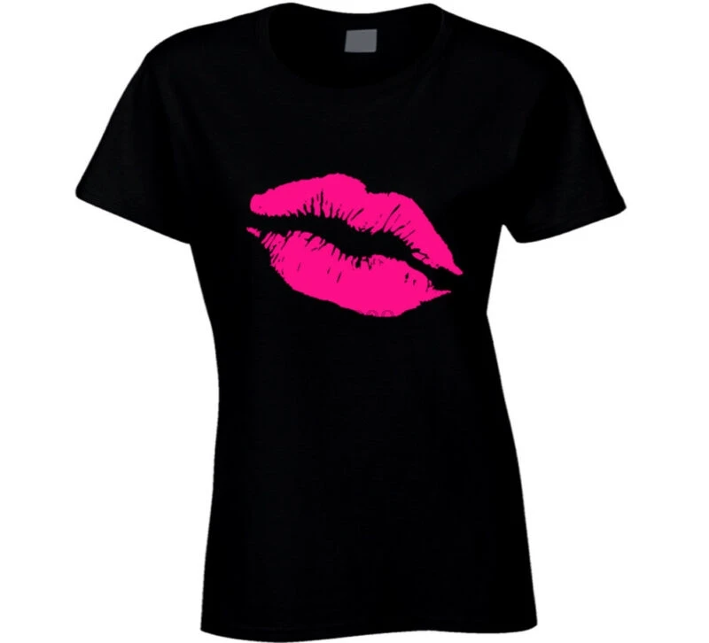 

Neon Pink Lips Womens Ladies T-shirt Tee Cute Kiss Love Gift New From US(1)