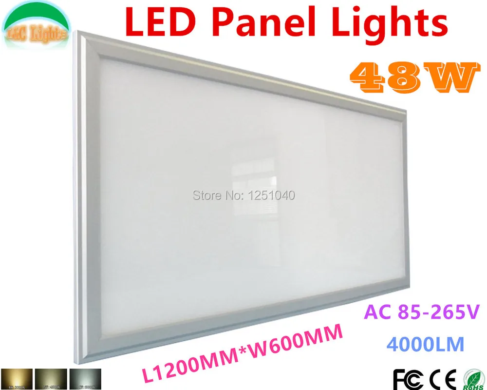 卸売3ピース/ロット48ワット600 × 1200 ledパネルライトスーパー明るいオフィス会議室60*120センチスーパーマーケットグリルランプce rohs