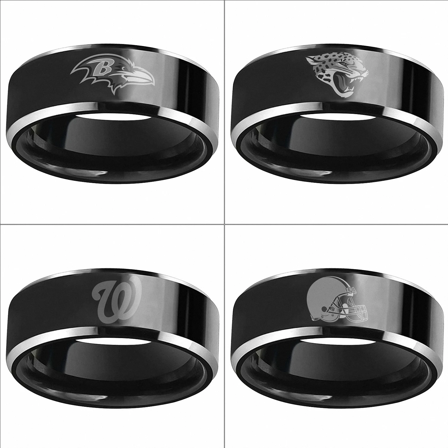Wedding Rings Baltimore Ravens Jacksonville Jaguars Washington Nationals 8mm Black Tungsten Band Two-Toned | Украшения и