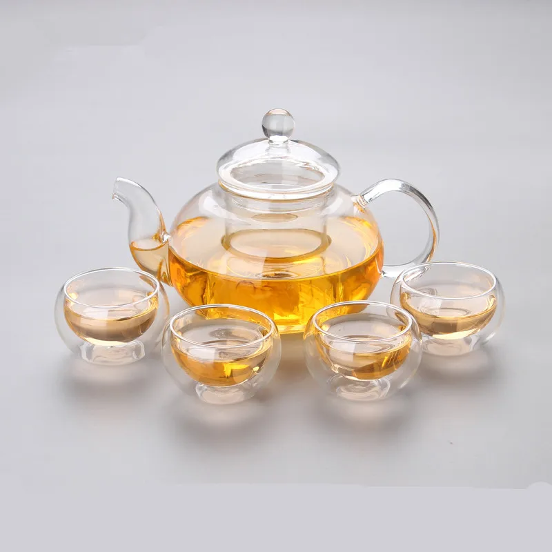 600 мл стеклянный чайник Набор простой дизайн стеклянный чайник набор с использованием для офиса дома Мода Двойная Стенка стеклянная чашка