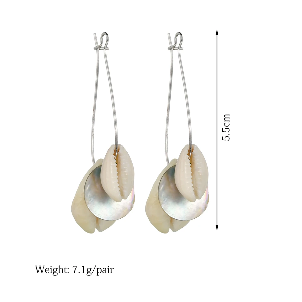 MissCyCy Bohemian Natural Sea Shell Earrings For Women Fashion Geometric Big Circle Earrings Female Hoop Earrings