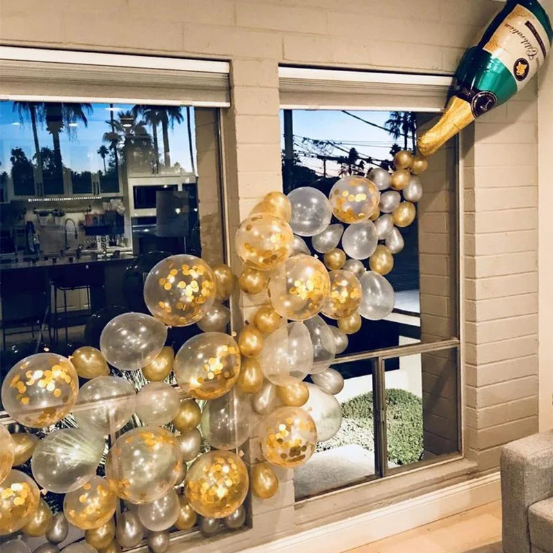 

Champagne Bottle cup Confetti Latex Balloon Christmas new year Bridal Baby Shower Birthday Wedding Bachelorette party decoration