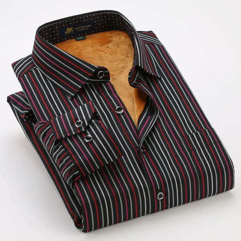 Pauljones BN311x Осенняя мужская бархатная рубашка в полоску с длинными рукавами, теплая дешевая модная повседневная одежда из Китая - Цвет: BN3119