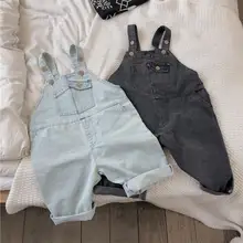 Новые джинсовые комбинезоны для мальчиков и девочек осенние модные детские штаны Размеры от 1 до 6 лет PV804