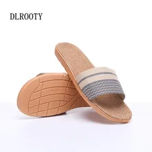 Мужские шлепанцы; сандалии; Вьетнамки; Новинка года; летняя модная дышащая нескользящая обувь из пеньки; мужские домашние шлепанцы в полоску; повседневная женская обувь