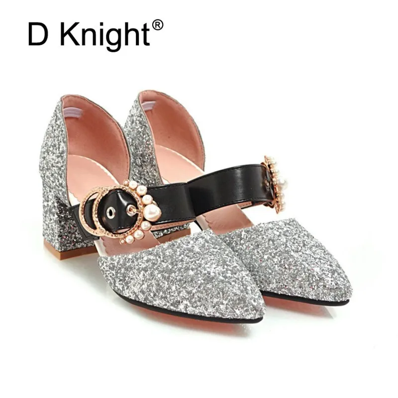 Silver Sequins Women Party Shoes Princess High Heels 2018 Spring Summer Bling Pumps Sexy Pointed Toe Gold Women Wedding Shoes (22)