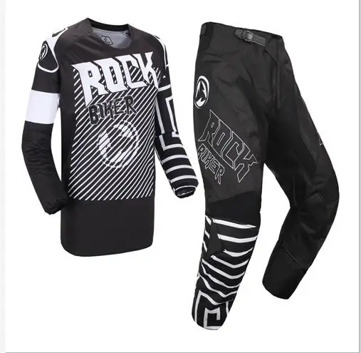 ROCK BIKER New Design Motocross Suit Kit Off-Road MTB DH MX Racing Jersey and Pants Motorcycle Dirt Bike Riding Gear Combo - Цвет: Черный