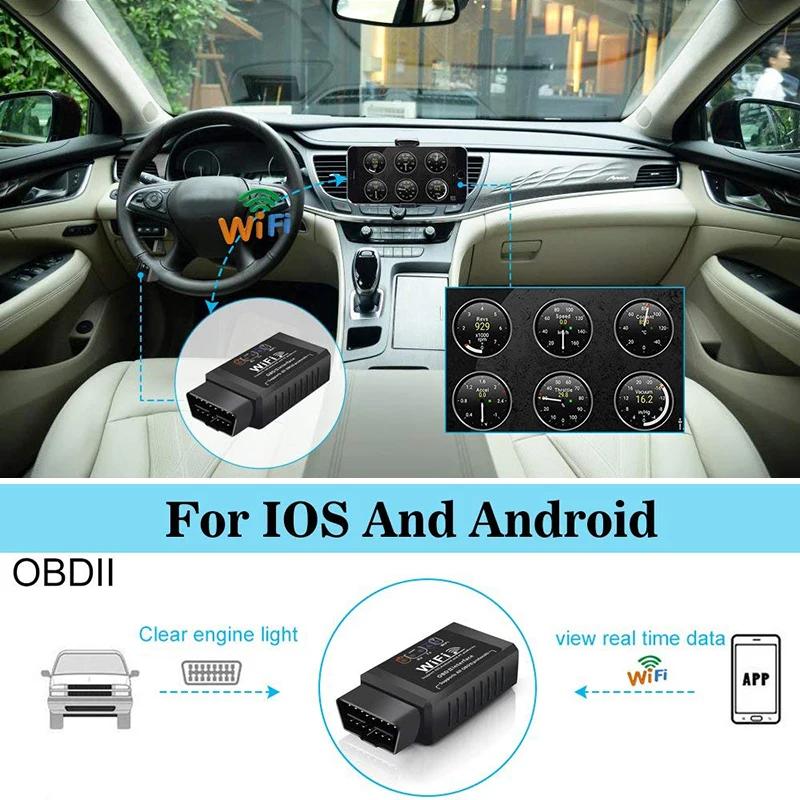 Wi-Fi OBDII ELM327 OBD2 Авто диагностический сканер для iPhone Android планшетный ПК автомобильный диагностический сканер