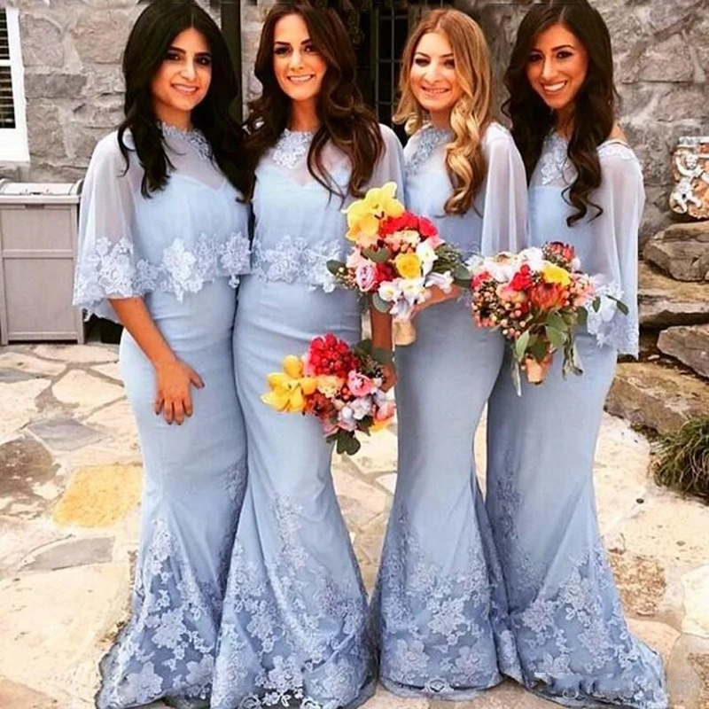 2016 Sweet Appliques font b Bridesmaid b font font b Dresses b font With Jacket Mermaid