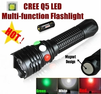 

XH-99 CREE Q5 LED signal light Green White Red LED Flashlight Torch Bright light signal lamp For 1x18650 or 3 x AAA Battery