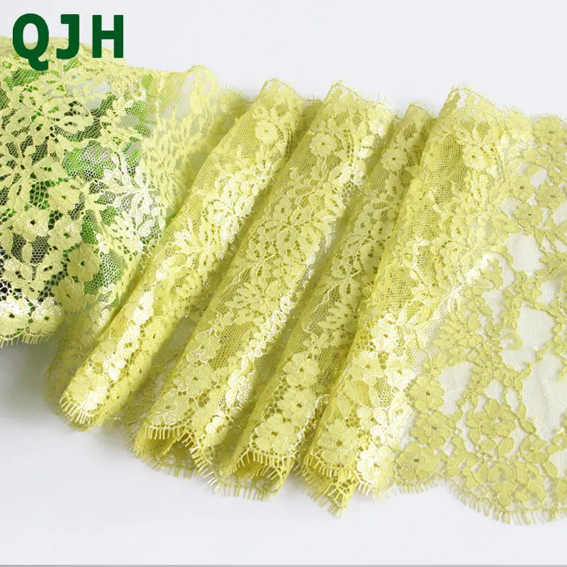QJH, 3 м/лот, толстая основа, ресницы, кружево, отделка, сделай сам, одежда для шитья, ремесло, мягкое кружево, отделка, французское кружево, аксессуары из тканей, 22,5 см - Цвет: silver green
