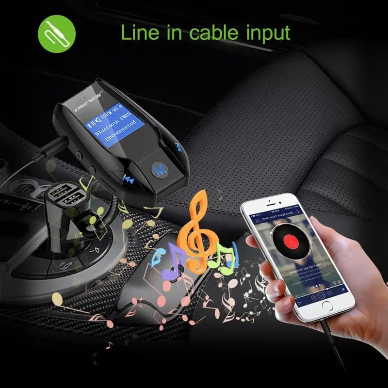 Onever fm-передатчик вращающийся Bluetooth Автомобильный MP3-плеер автомобильный комплект fm-модулятор с 3.1A 3-USB автомобильное зарядное устройство радиоприемники