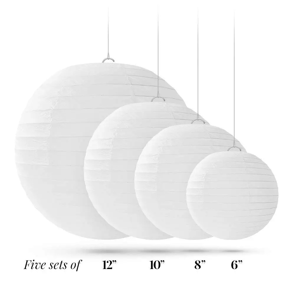 20 шт. китайские японские 6 &quot8&quot 10 &quot12&quot фонарики из белой бумаги для свадебной