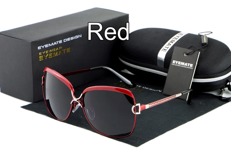 red HDCRAFTER поляризационные солнцезащитные очки для женщин Женские Элитный бренд Модные Защита от солнца очки Женская Винтаж Ретро - Цвет линз: red