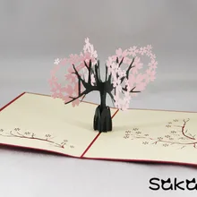 Креативные 3D открытки ручной работы восточные вишневые открытки подарок необычные бумажные вырезанные поздравительные открытки Сакура