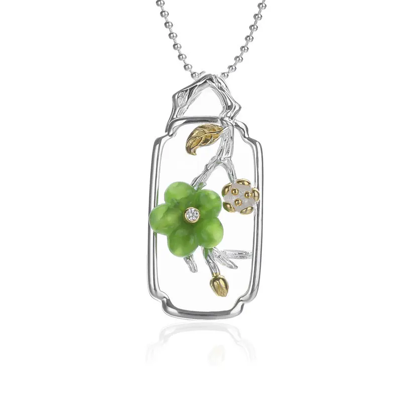 

RADHORSE Pendant 925 Sterling Silver Fine Jewelry Hetian Biyu Plum blossom Modeling Fine Craftsmanship S925 Silver Pendants