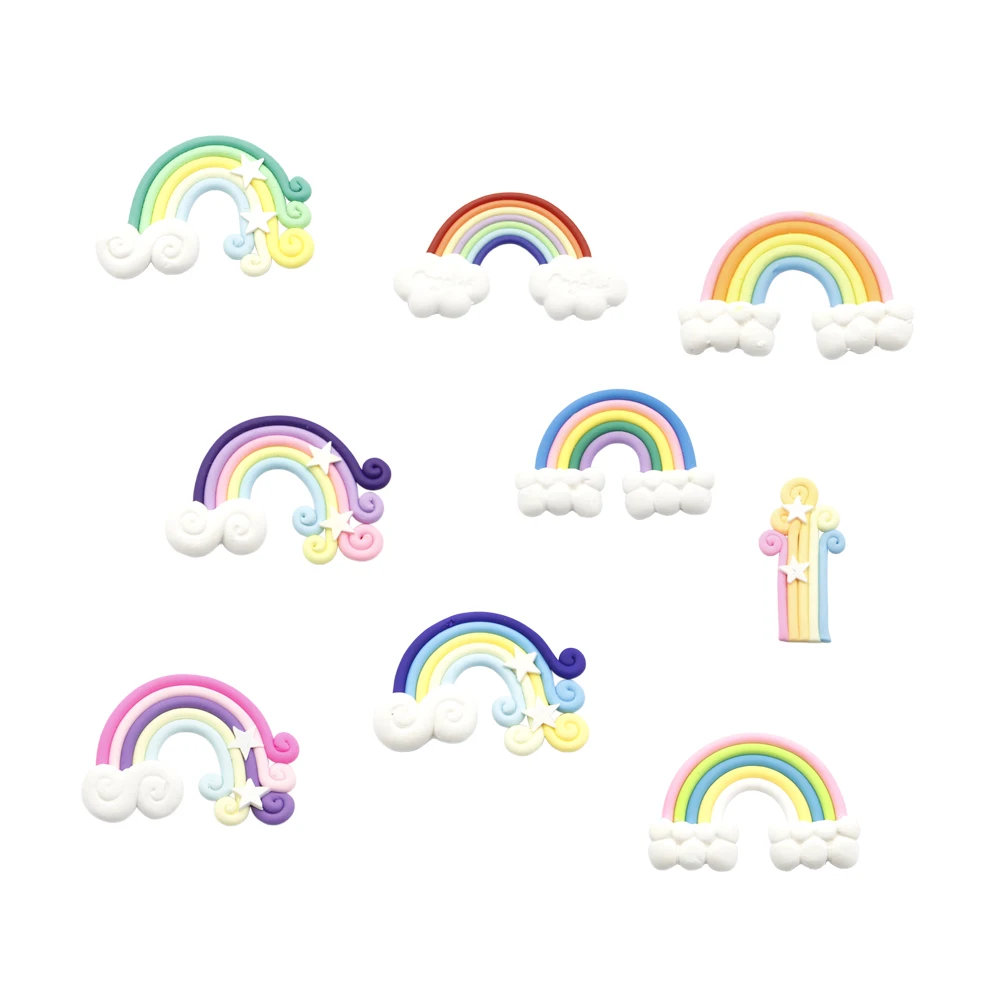 

David accessories Approx 4.6*5.5cm Rainbow Polymer Clay Flatback DIY Decoration Supply Handmade Material Gift ,5Yc4806