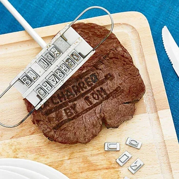 

Brand New Excellent Quality Steak Meat Barbecue BBQ Meat Branding Iron Changeable English Letters Tool Personality Stamping Die